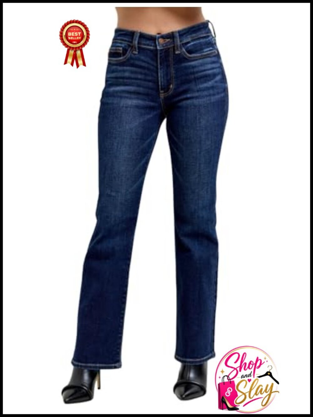 Mid Rise Classic Bootcut Jeans Petite 29 Inseam Stretch Denim